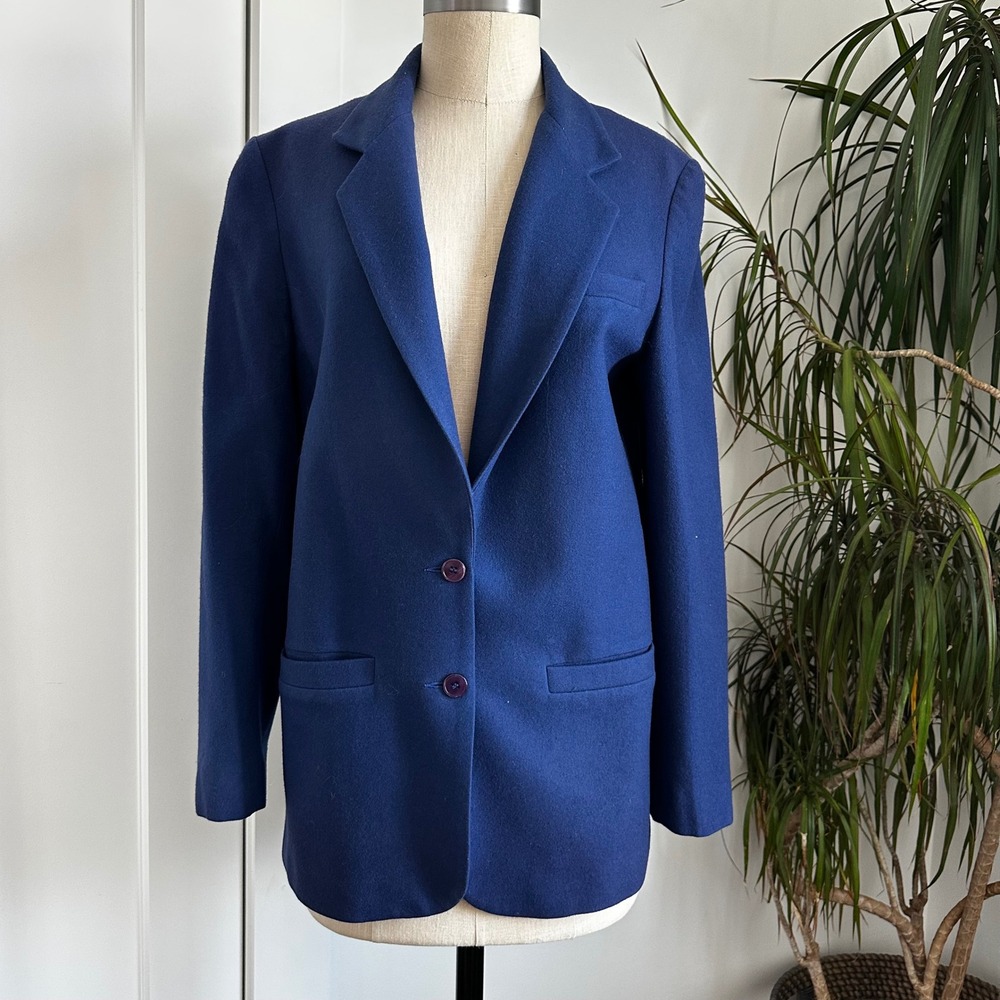 Cirage Vintage Wool Blend Blazer Casual Royal Dark Blue Cobalt Jacket Size 8